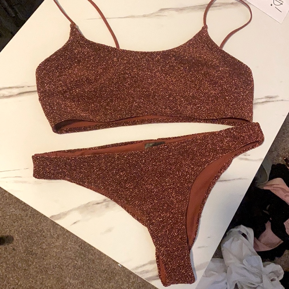 H&M Bikini in Brown Glitter Top: 10 Bottom: 8